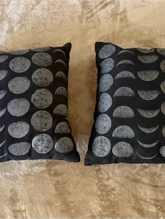 Other - Black Moon Phase Throw Pillow Pair - Decorative Accent Cushions